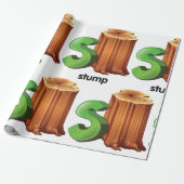 Stump Alfabet Letter S Fun Tree Stump Art Cadeaupapier (Uitgerold)