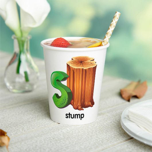 Stump Alfabet Letter S Fun Tree Stump Art Papieren Bekers