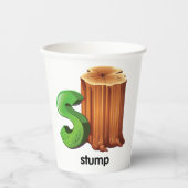 Stump Alfabet Letter S Fun Tree Stump Art Papieren Bekers (Voorkant)
