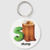 Stump Alfabet Letter S Fun Tree Stump Art Sleutelhanger (Voorkant)