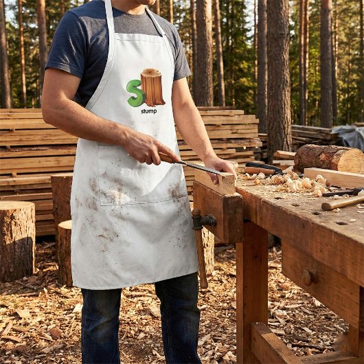 Stump Alfabet Letter S Fun Tree Stump Art Standaard Schort