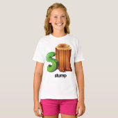 Stump Alfabet Letter S Fun Tree Stump Art T-shirt (Voorkant volledig)