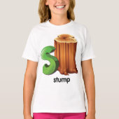 Stump Alfabet Letter S Fun Tree Stump Art T-shirt (Voorkant)