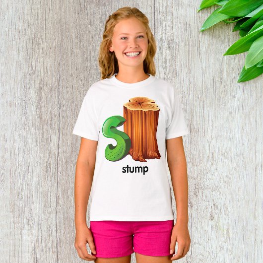 Stump Alfabet Letter S Fun Tree Stump Art T-shirt
