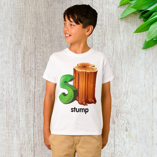 Stump Alfabet Letter S Fun Tree Stump Art T-shirt