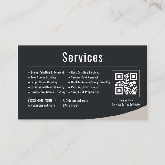Stump Grinding QR Code Visitekaartje (Achterkant)