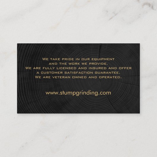 Stump Grining Saw - Tree Stump Visitekaartje (Achterkant)