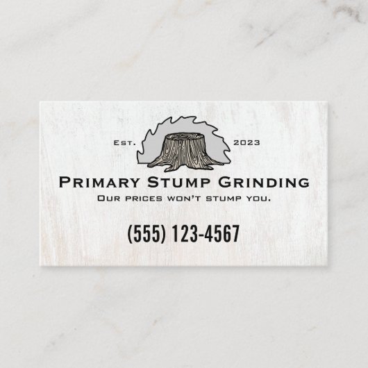 Stump Grining Saw Tree Trunk Visitekaartje (Voorkant)