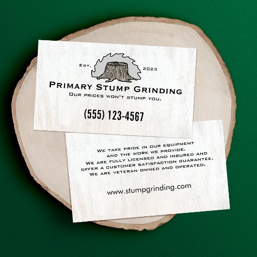 Stump Grining Saw Tree Trunk Visitekaartje