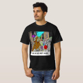 Stumped: Ketenzaag Vs Boom grappige strip T-shirt (Voorkant volledig)