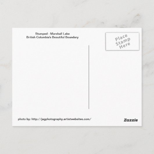 Stumped - Marshall Lake Briefkaart (Achterkant)