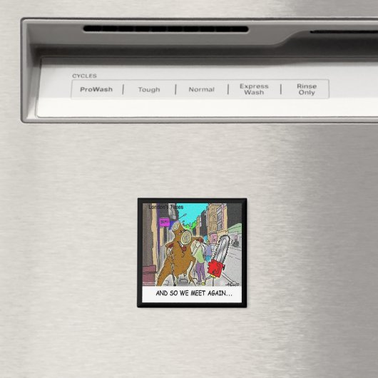 Stumping: Chainzaag Vs Tree grappig komiek Magneet (Insitu (Vaatwasser))