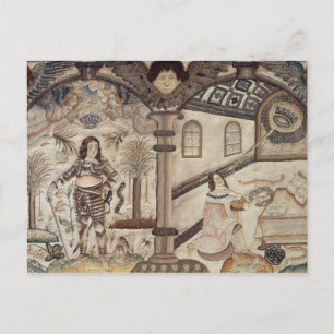 Stumpwork met Charles I en Charles II Briefkaart