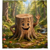 Stumpy de vriendelijke boomstronk, betoverd bos douchegordijn (Voorkant)
