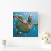 Stundige zeeen schildpad vierkante klok (Huis)