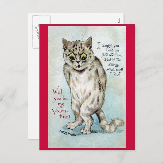 Stung Cat  Valentijn Feestdagenkaart (Voorkant / Achterkant)