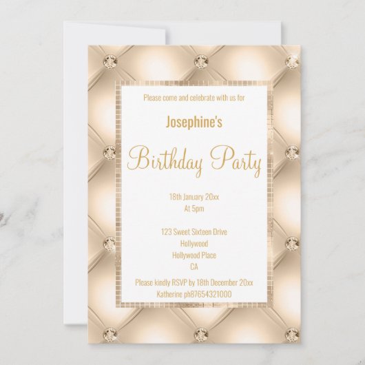 STUNNEN CHAMPAGNE GEKWALIFICEERD EN GOLD BIRTHDAY KAART (Voorkant)