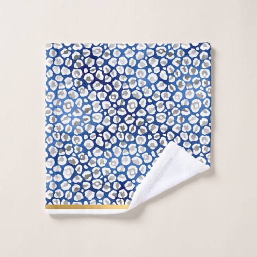 STUNNEN LEOPARD BLAUW WITTE GOLD BATHROOM TOWEL BAD HANDDOEK (Wasdoekje)