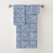 STUNNEN LEOPARD BLUE WHITE TOWEL SET BAD HANDDOEK (Insitu)