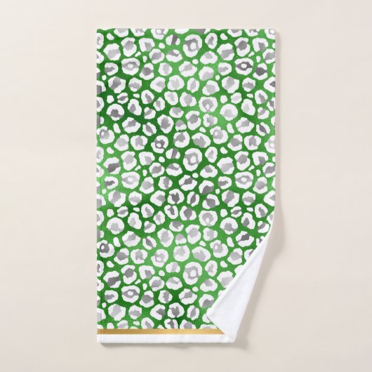 STUNNEN LEOPARD GREEN WHITE GOLD BATHROOM TOWEL BAD HANDDOEK (Handdoek)