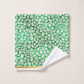 STUNNEN LEOPARD GREEN WHITE GOLD BATHROOM TOWEL BAD HANDDOEK (Wasdoekje)
