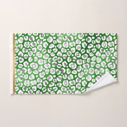 STUNNEN LEOPARD GREEN WHITE GOLD BATHROOM TOWEL BAD HANDDOEK (Handdoek)