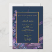 STUNNEN NAVY PAARSE EUCALYPTUS WEDDING CUSTOM KAART (Voorkant)