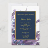 STUNNEN NAVY WHITE EUCALYPTUS WEDDING CUSTOM KAART (Voorkant)