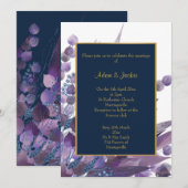 STUNNEN NAVY WHITE EUCALYPTUS WEDDING CUSTOM KAART (Voorkant / Achterkant)