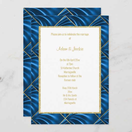 STUNNEN SATIN METALLIC WEDDING 2 INVITATIE KAART (Voorkant / Achterkant)