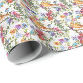 STUNNEN VAN GEEL VOGELDIG WHIMSICAL FLORAL CADEAUPAPIER (Rol Hoek)