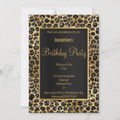 STUNNEN ZWART EN GOLD 2 LEOPARD BIRTHDAY KAART (Voorkant)