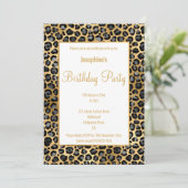 STUNNEN ZWART EN GOUD LEOPARD BIRTHDAY KAART (Staand voorkant)