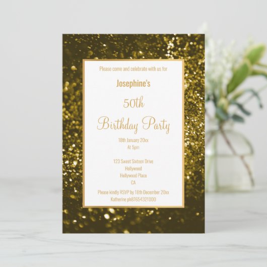 STUNNEN ZWARTE EN GOUDE GLITTER BIRTHDAY KAART (Staand voorkant)