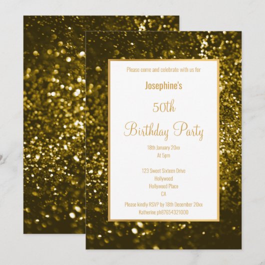 STUNNEN ZWARTE EN GOUDE GLITTER BIRTHDAY KAART (Voorkant / Achterkant)