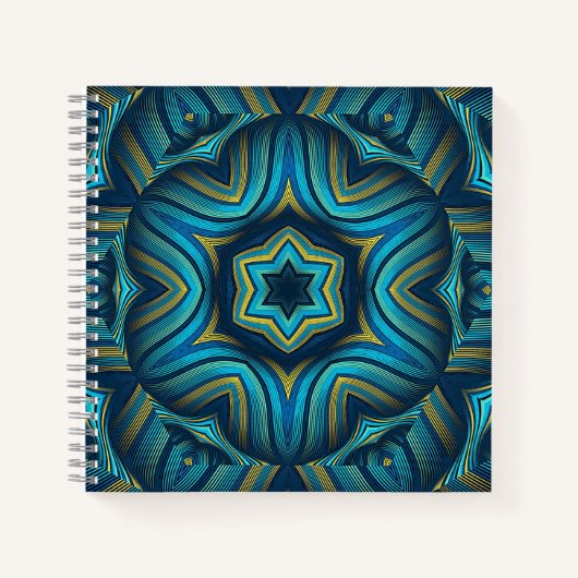 Stunning Abstract Blue and Yellow Mandala Art Notitieboek (Voorkant)