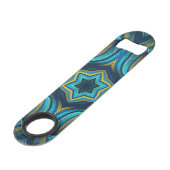 Stunning Abstract Blue and Yellow Mandala Art Speed Flessenopener (Voorkant Gekanteld)