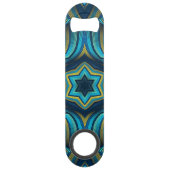 Stunning Abstract Blue and Yellow Mandala Art Speed Flessenopener (Achterkant)