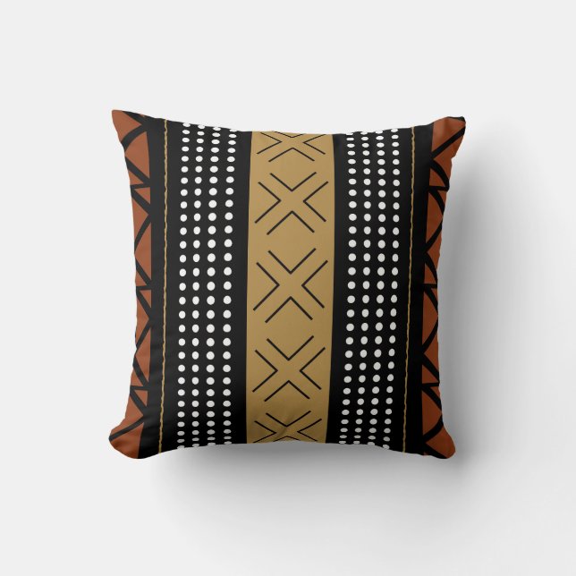 Stunning African Bogolan Inspired Throw Pillow Kussen (Voorkant)