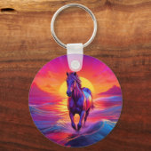 Stunning Artwork of Horse at Sunset Sleutelhanger (Voorkant)