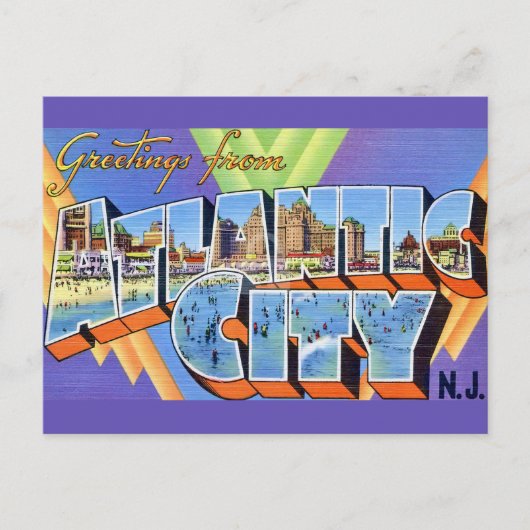 Stunning Atlantic City-ansichtkaart Briefkaart (Voorkant)