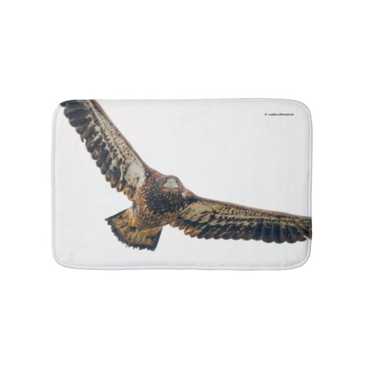 Stunning Bald Eagle doet een flyover Badmat (Voorkant)