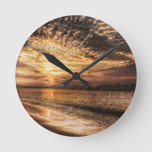 Stunning Beach Sunrise Ronde Klok (Voorkant)