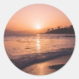 Stunning Beach Sunset Ronde Sticker