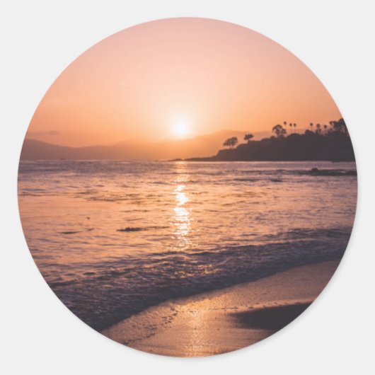 Stunning Beach Sunset Ronde Sticker (Voorkant)
