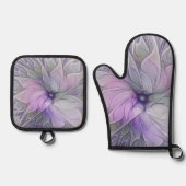 Stunning Beauty Modern Abstract Fractal Art Flower Ovenwant & Pannenlap Set (Voorkant)