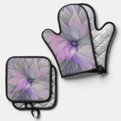 Stunning Beauty Modern Abstract Fractal Art Flower Ovenwant & Pannenlap Set (Voorkant / Achterkant)