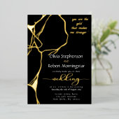 Stunning Black and Gold Kintsugi Folie Uitnodiging (Staand Voorkant)