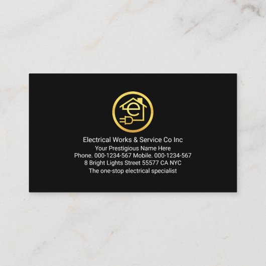 Stunning Black Striking Electrical Lightning Visitekaartje (Achterkant)