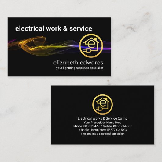 Stunning Black Striking Electrical Lightning Visitekaartje (Voorkant / Achterkant)